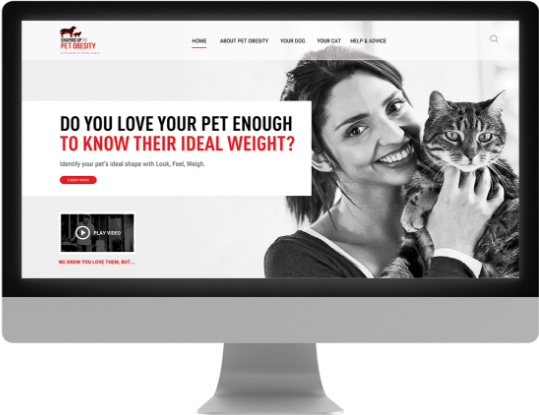 Royal Canin Shaping up to Pet Obesity website mockup