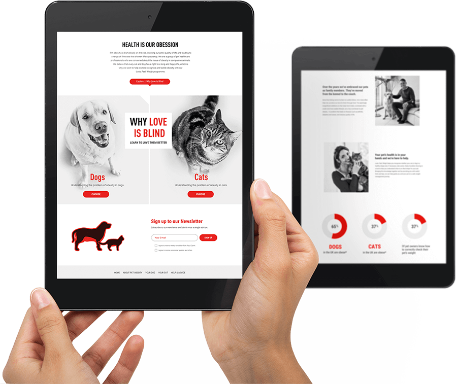 Royal Canin Shaping up to Pet Obesity website mockup ipad